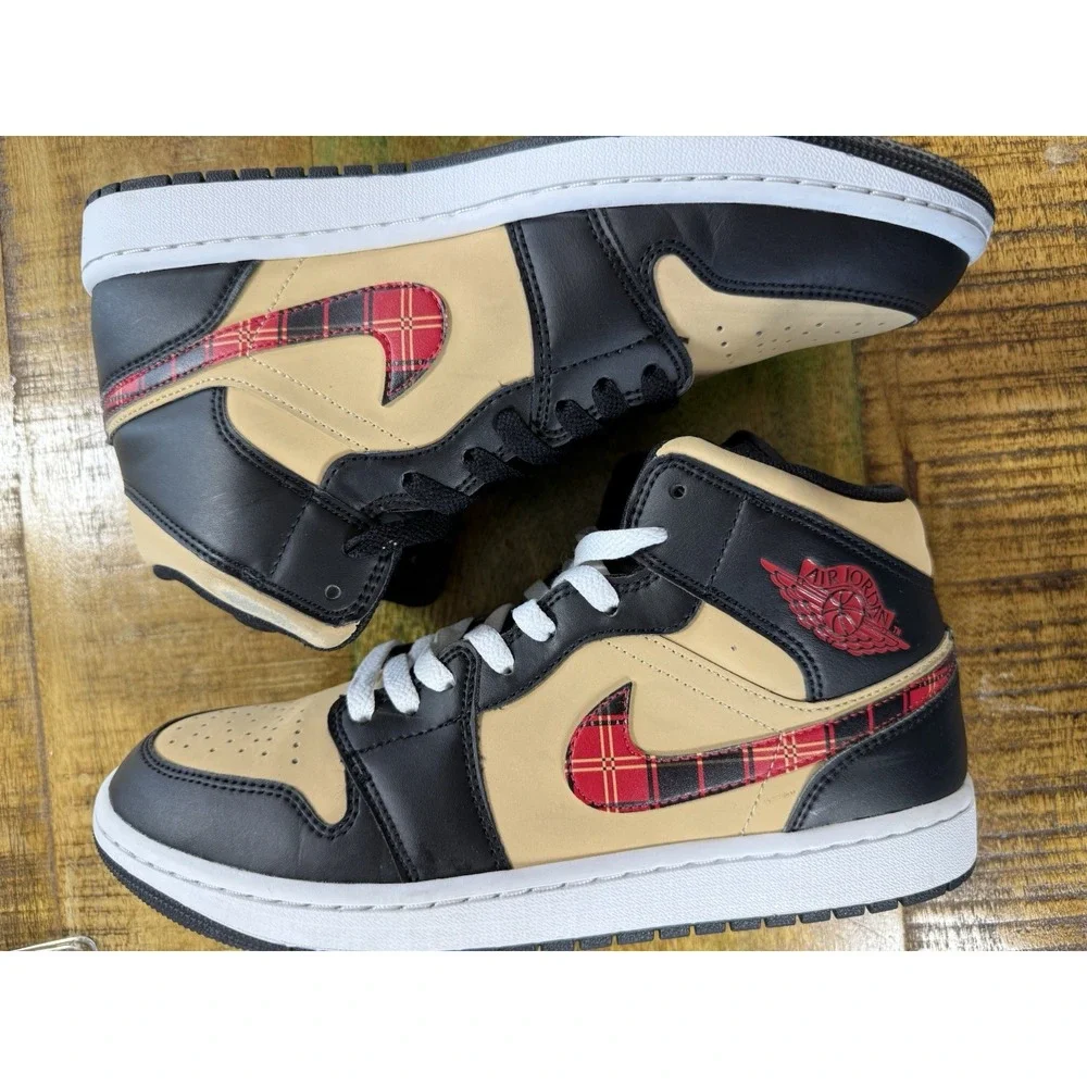 Nike Air Jordan 1 Mid SE Tartan Swoosh Men's Size 9 DZ5329-001